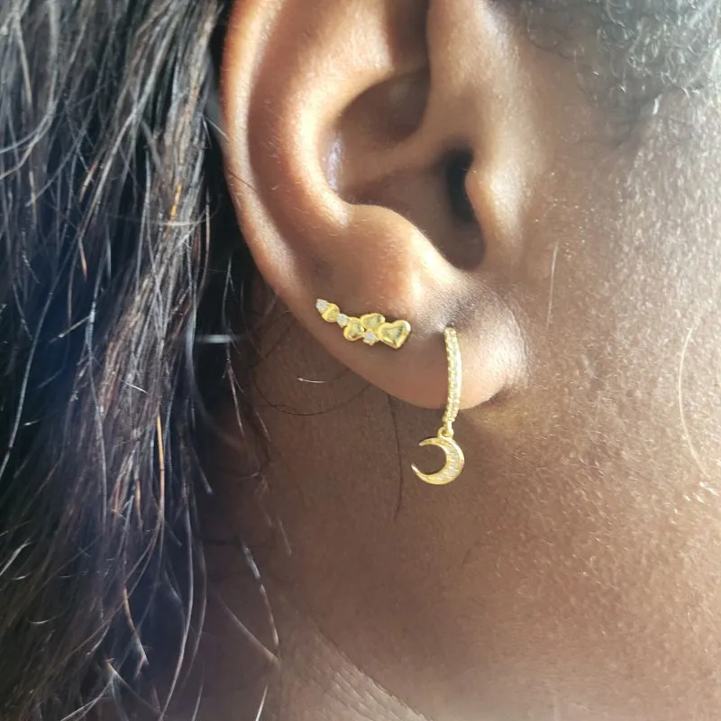 Triple Heart Stud Earrings