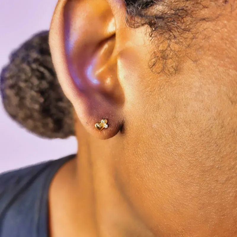 Triple Heart Stud Earrings