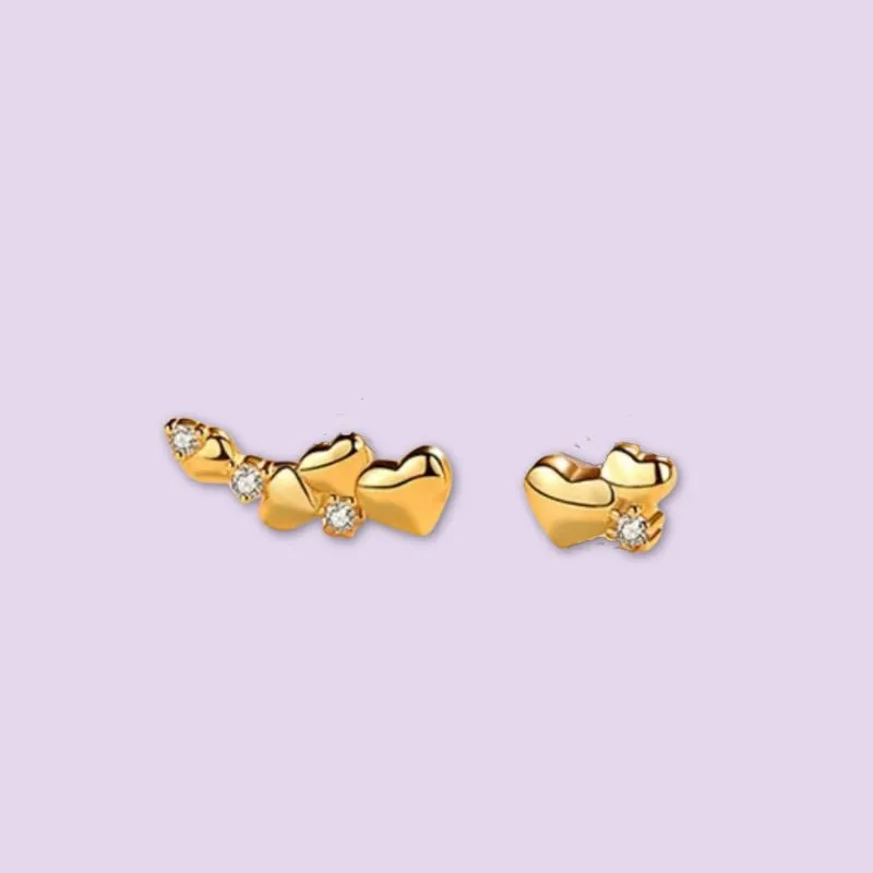 Triple Heart Stud Earrings