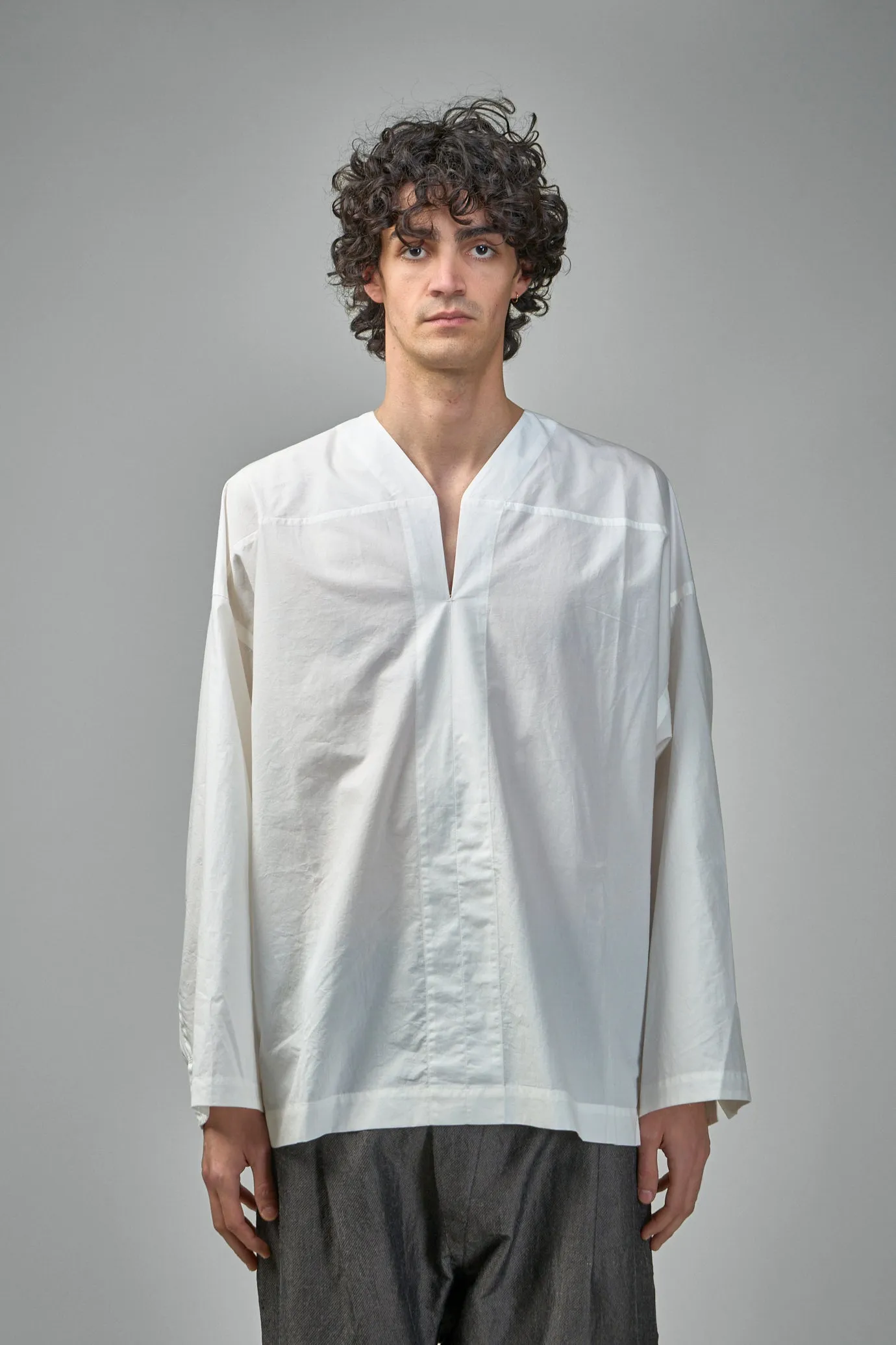 TUNIC#38 Oversized Long Sleeve Tunic With Roll-Up Sleeves Cotton Hemp Poplin