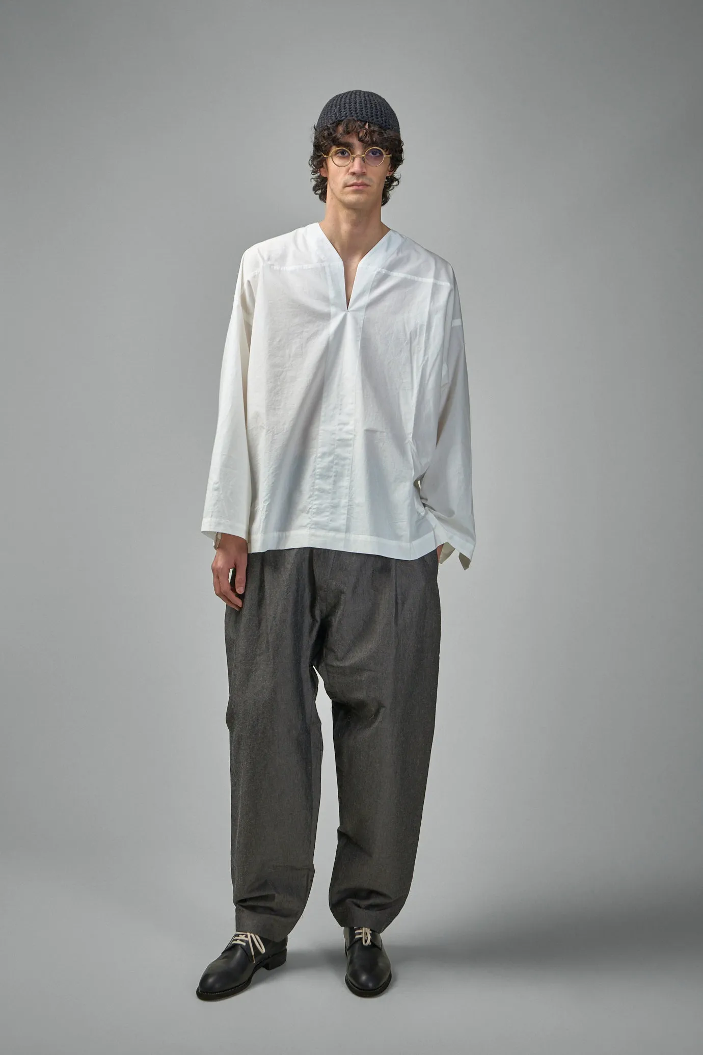 TUNIC#38 Oversized Long Sleeve Tunic With Roll-Up Sleeves Cotton Hemp Poplin