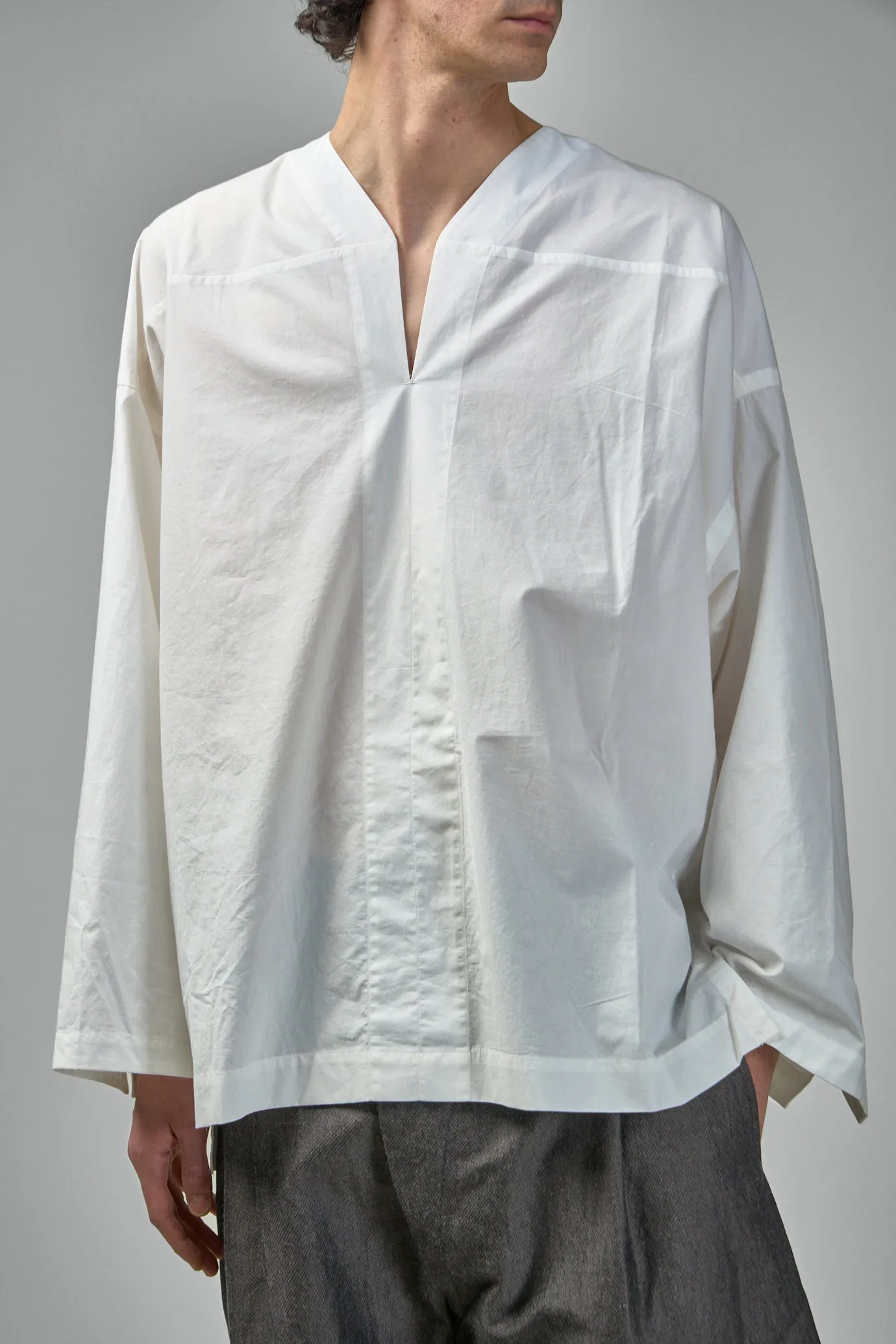 TUNIC#38 Oversized Long Sleeve Tunic With Roll-Up Sleeves Cotton Hemp Poplin
