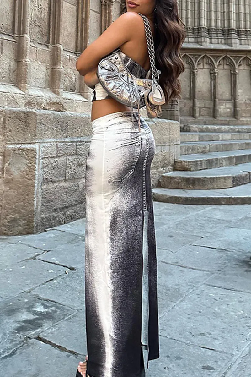 UF825 Graphic Tube Top and Maxi Skirt Set
