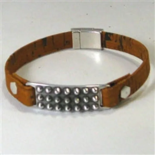 Unisex Vegan Cork ID Style Leather Bracelet