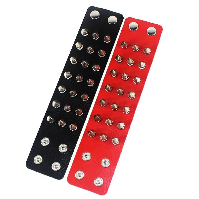 Unleash Your Inner Rebel with Three Row Cuspidal Spikes Rivet Stud Wide Cuff PU Leather Punk Gothic Rock Bracelet