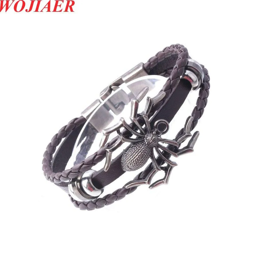 Unleash Your Inner Superhero with Vintage Hero Badge Super Spider Bracelets Leather Wristband