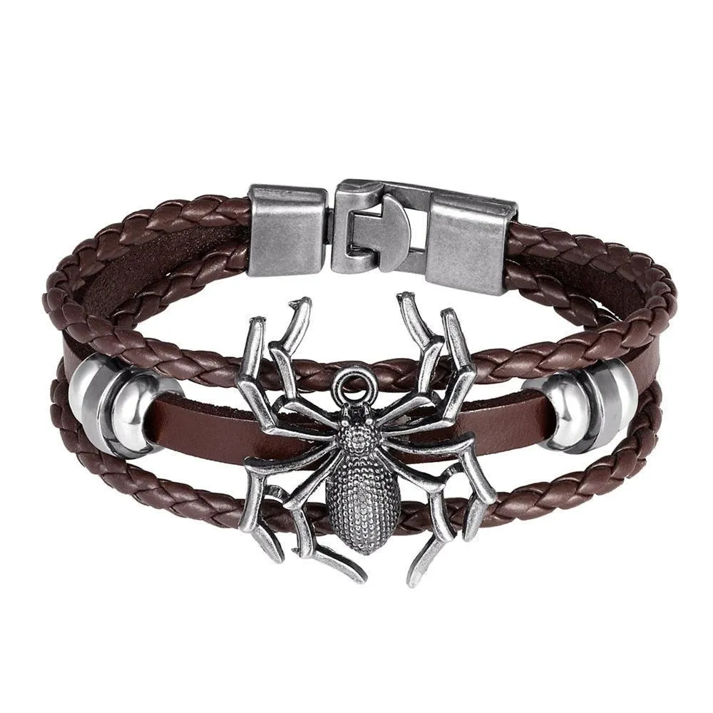 Unleash Your Inner Superhero with Vintage Hero Badge Super Spider Bracelets Leather Wristband