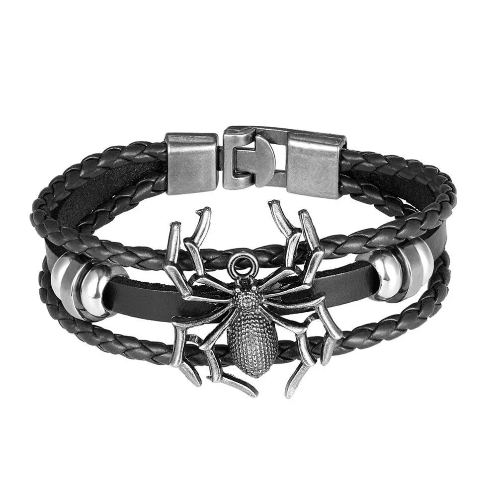 Unleash Your Inner Superhero with Vintage Hero Badge Super Spider Bracelets Leather Wristband