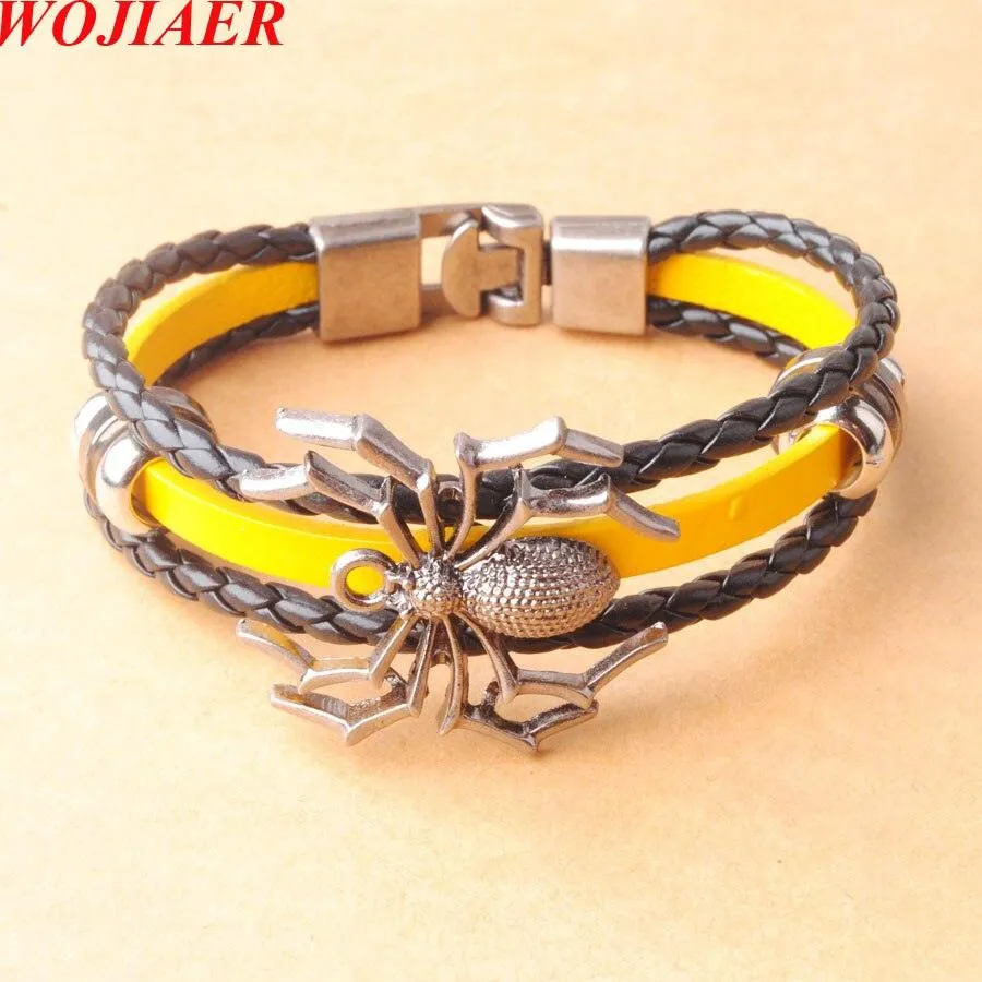 Unleash Your Inner Superhero with Vintage Hero Badge Super Spider Bracelets Leather Wristband
