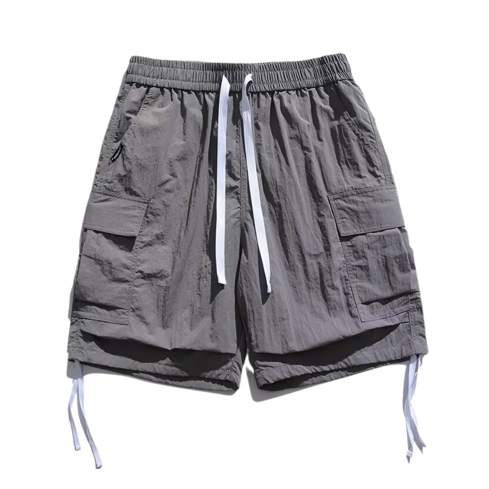 Urban Solid Drawstring Cargo Shorts