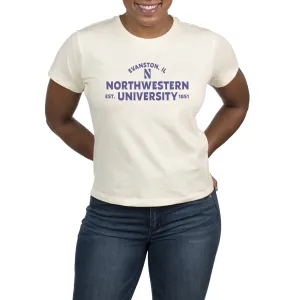 USCAPE Northwestern University Banner High Waisted Tee, Vintage White