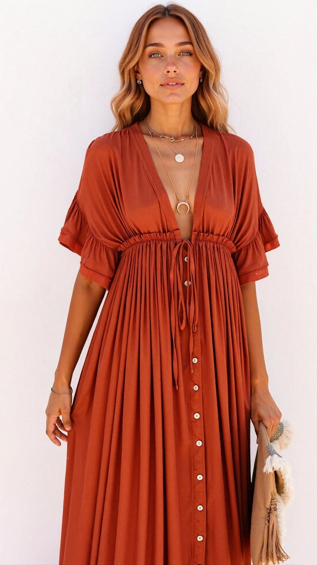 Uzziah - Boho Chic Flowy Woman's Maxi Dress