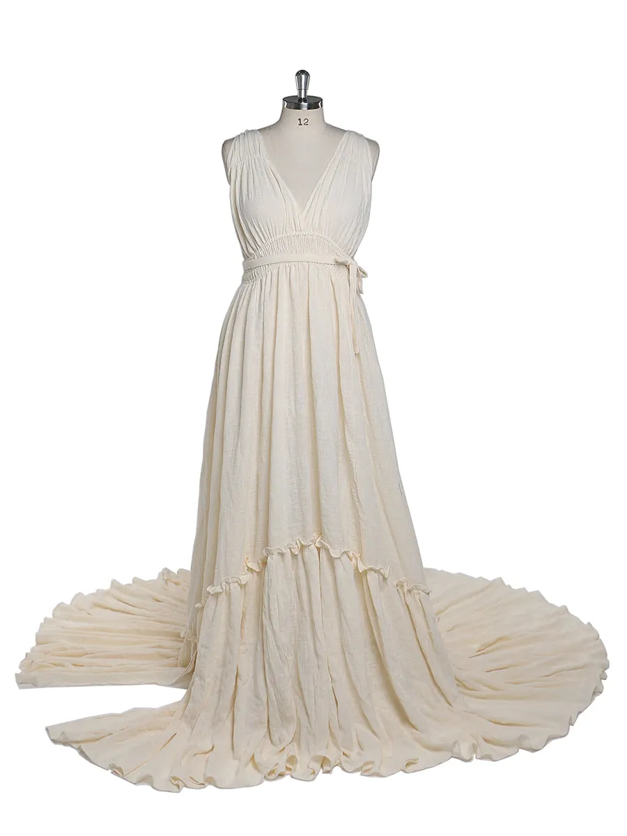 V Neck Evening Dresses Stretch Waist Photography Dresses Baby Shower Dress for Pregnant Woman YEWEN YD211009