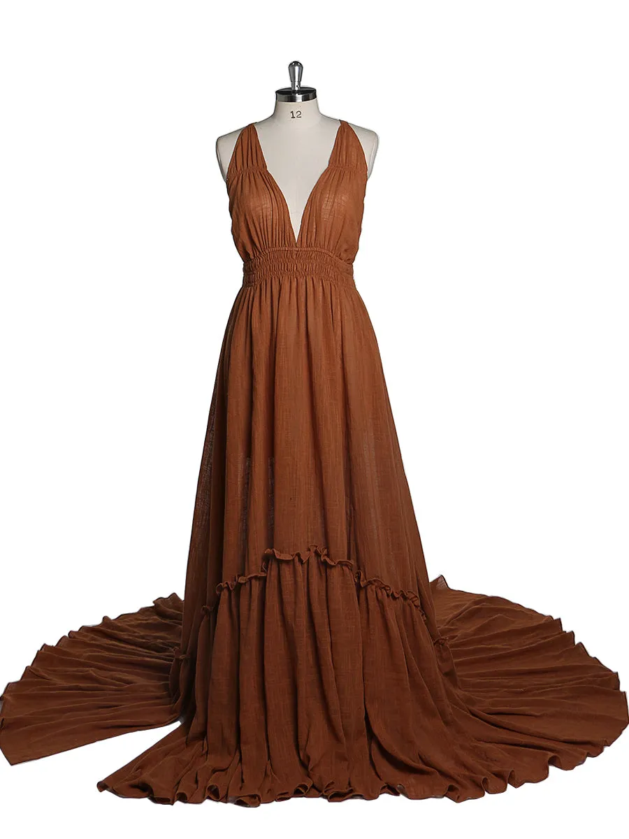 V Neck Evening Dresses Stretch Waist Photography Dresses Baby Shower Dress for Pregnant Woman YEWEN YD211009