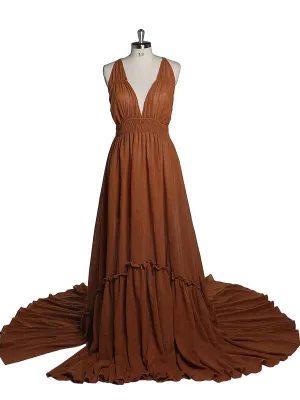 V Neck Evening Dresses Stretch Waist Photography Dresses Baby Shower Dress for Pregnant Woman YEWEN YD211009