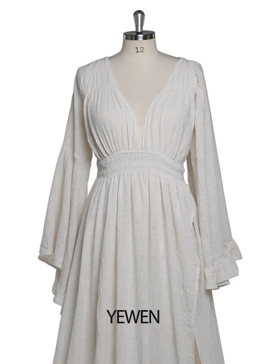 V Neck with 2 Different Style Sleeves Maternity Dresses for Photo Shoots Adjustable Waist Photography Pregnancy Dress for Baby Shower YEWEN YD211230