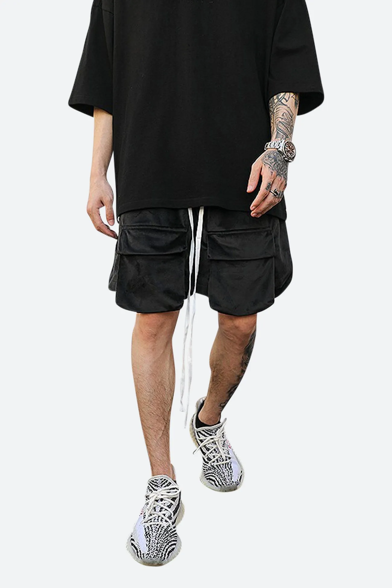 VELOUR CARGO SHORTS