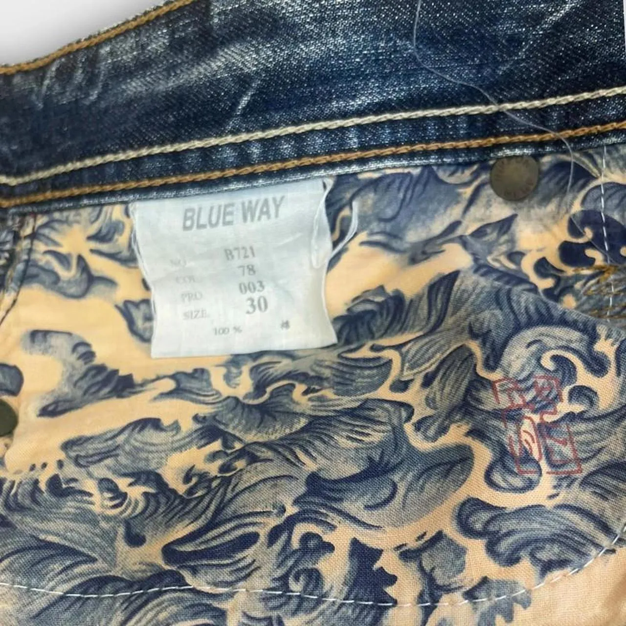 Vintage Oniari Japanese Denim Embroidered Straight Fit Jeans
