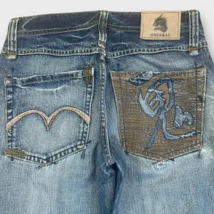 Vintage Oniari Japanese Denim Embroidered Straight Fit Jeans