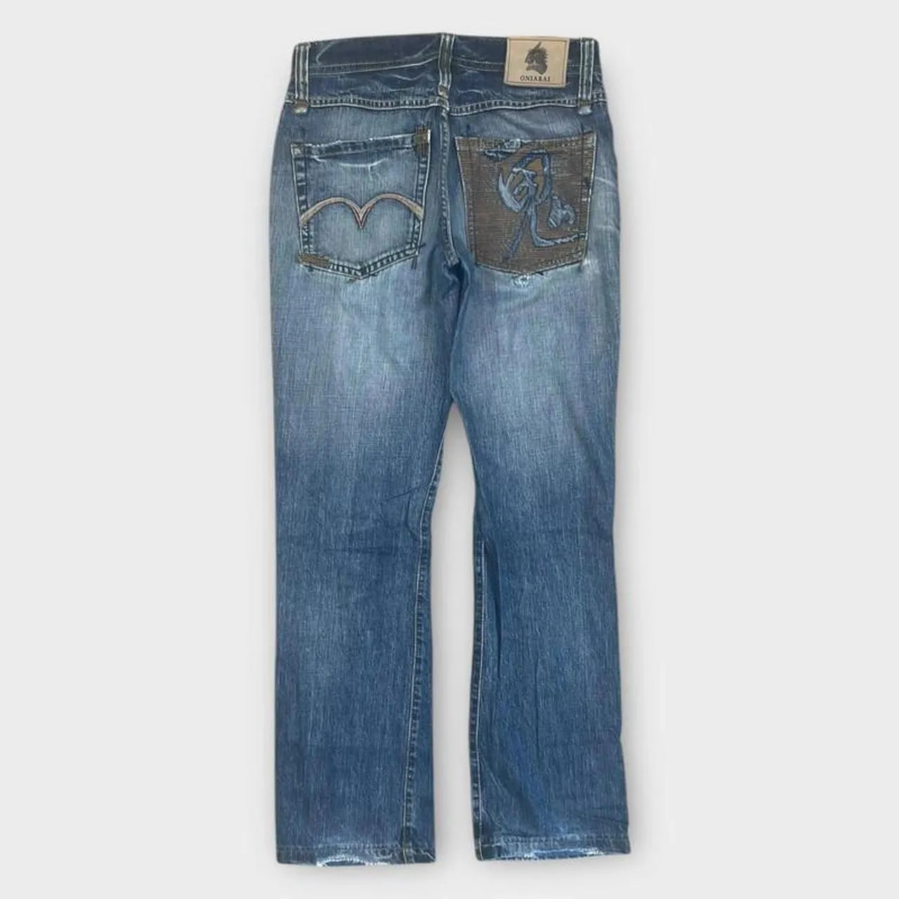 Vintage Oniari Japanese Denim Embroidered Straight Fit Jeans