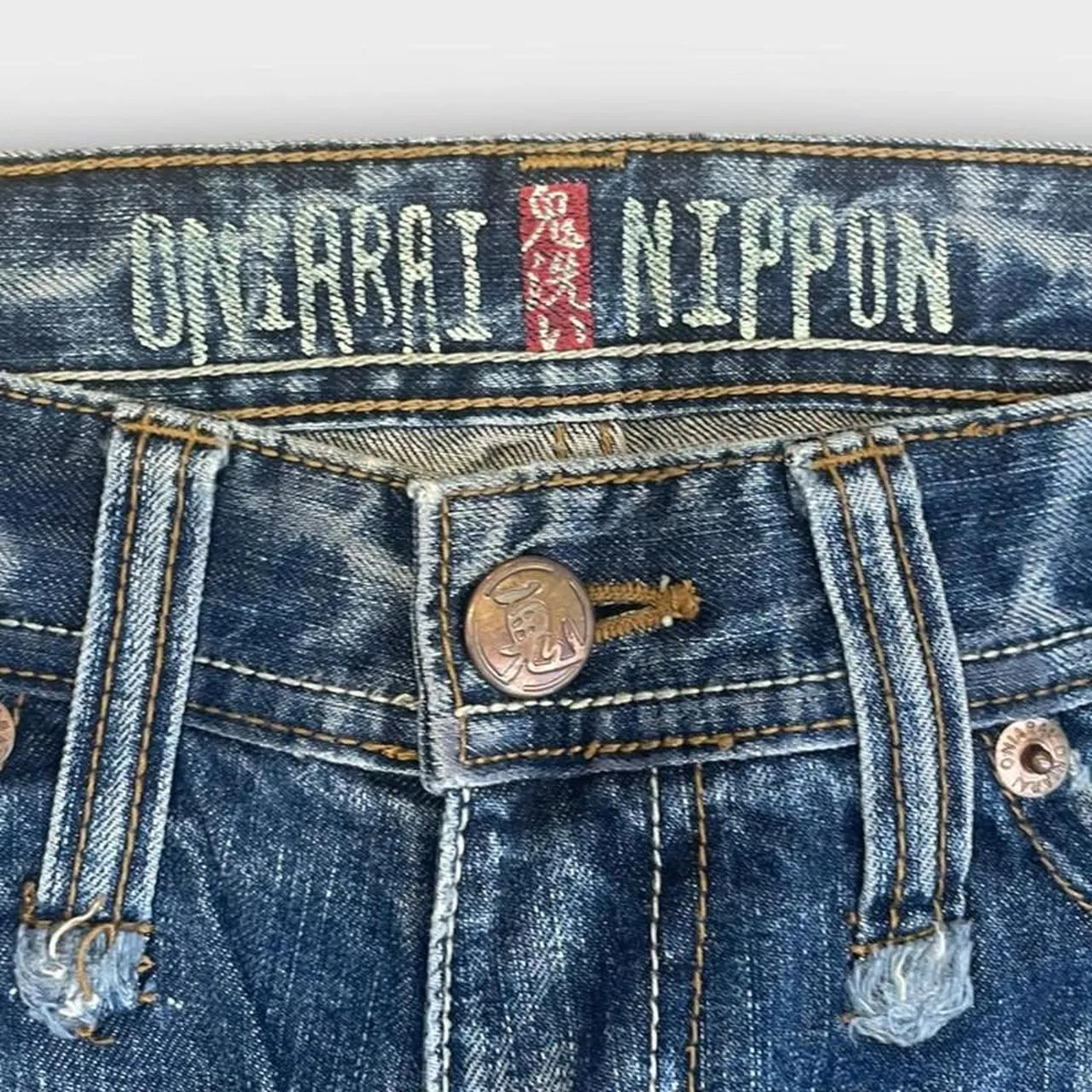 Vintage Oniari Japanese Denim Embroidered Straight Fit Jeans
