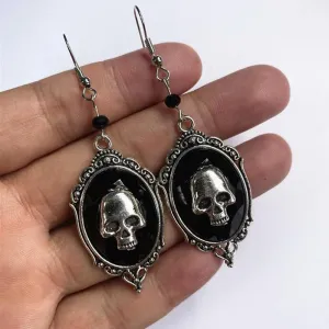 Vintage Skull Dangle Punk Goth Hanging Drop Pendant Retro Earrings