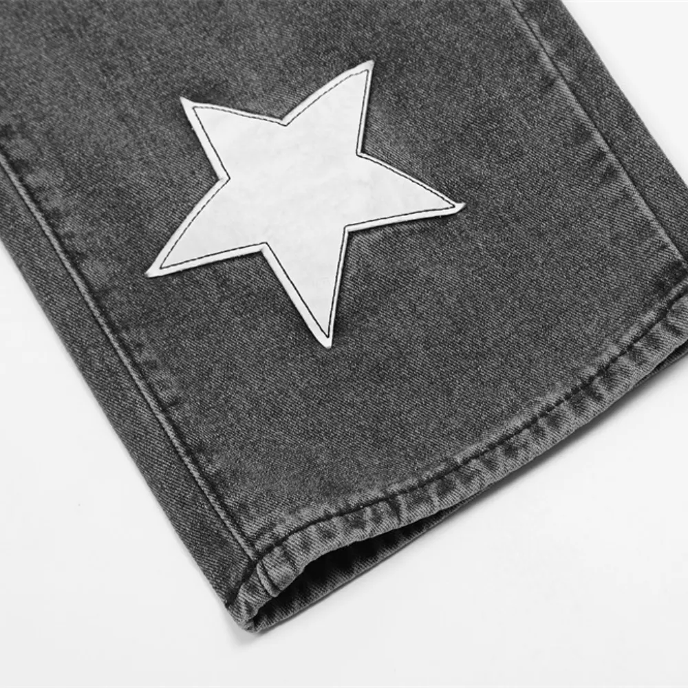 Vintage Street Star Patchwork Straight Jeans