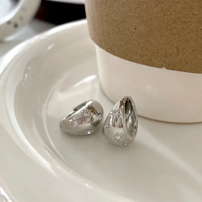 Vintage Thick Teardrop Earrings for Women Gold Dome Jewelry