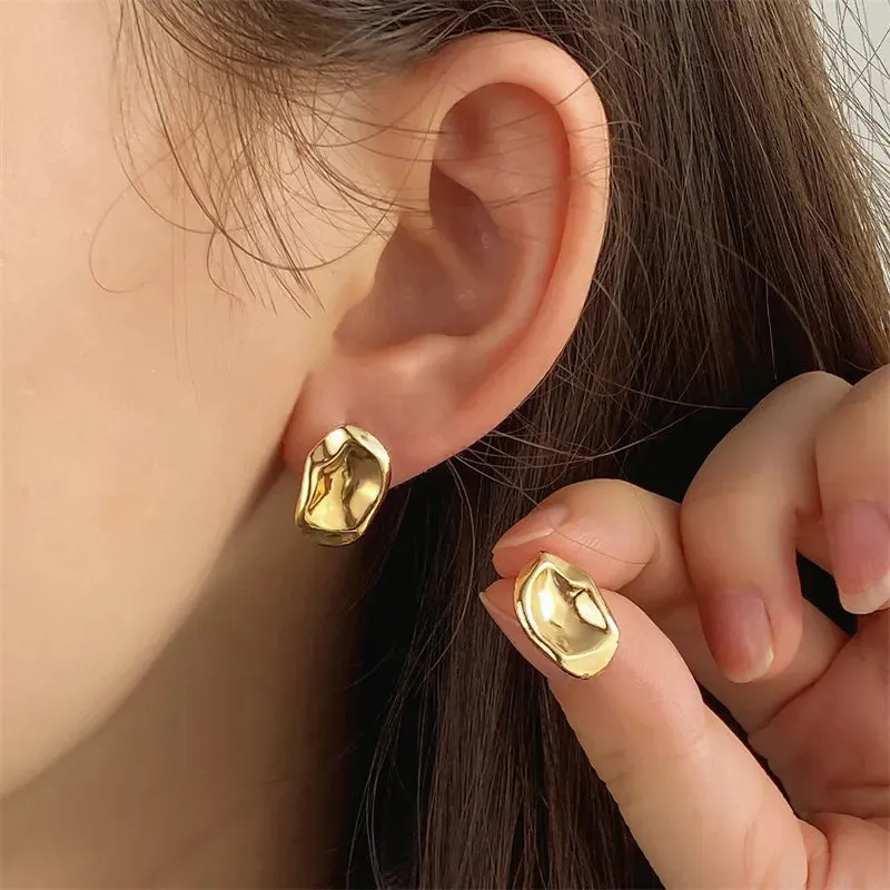 Vintage Thick Teardrop Earrings for Women Gold Dome Jewelry