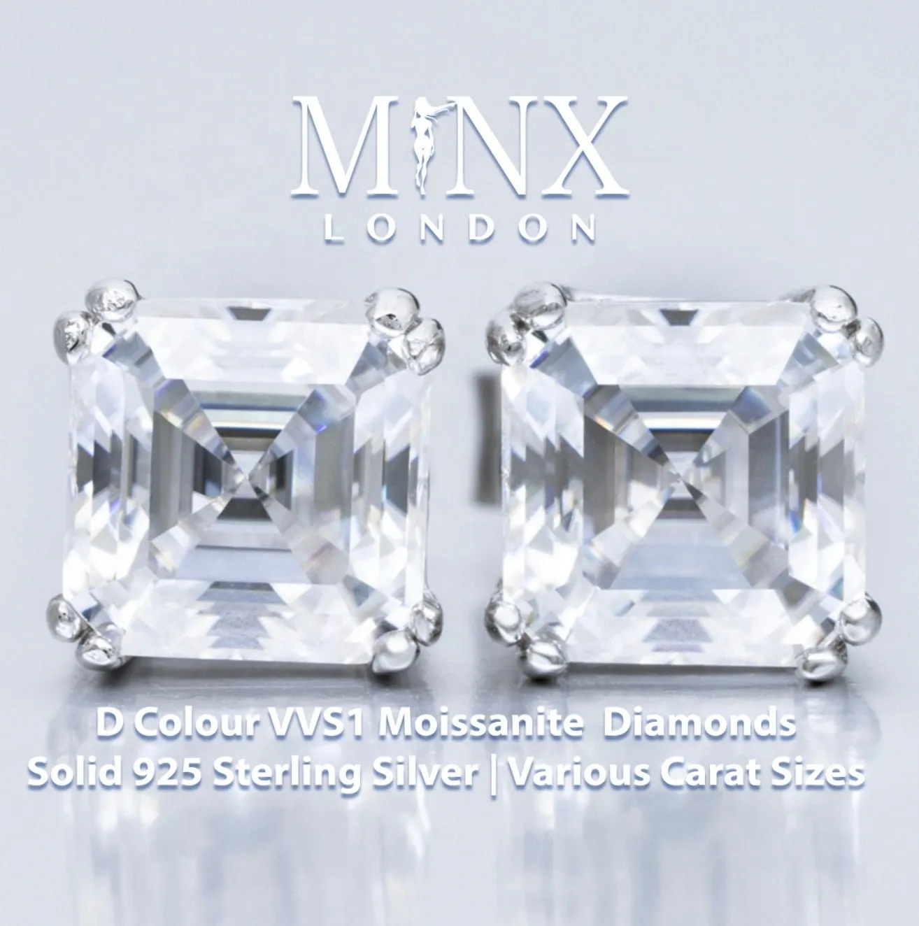 VVS1 Asscher Diamond Ear Studs | Moissanite Diamond Ear Studs | Iced Out Earrings | Diamond Ear Studs | Moissanite Earrings | Ear Studs