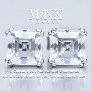 VVS1 Asscher Diamond Ear Studs | Moissanite Diamond Ear Studs | Iced Out Earrings | Diamond Ear Studs | Moissanite Earrings | Ear Studs