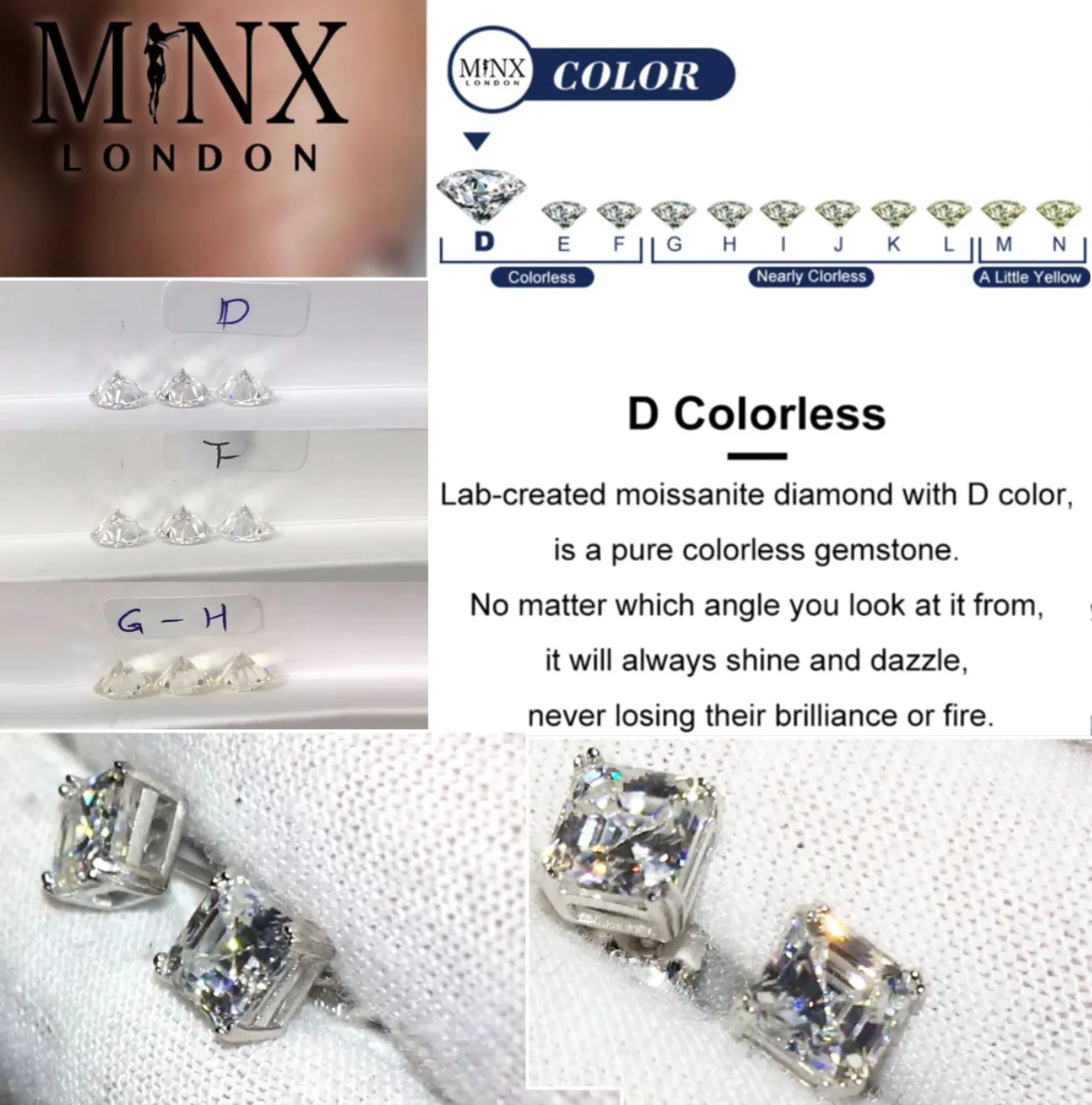 VVS1 Asscher Diamond Ear Studs | Moissanite Diamond Ear Studs | Iced Out Earrings | Diamond Ear Studs | Moissanite Earrings | Ear Studs