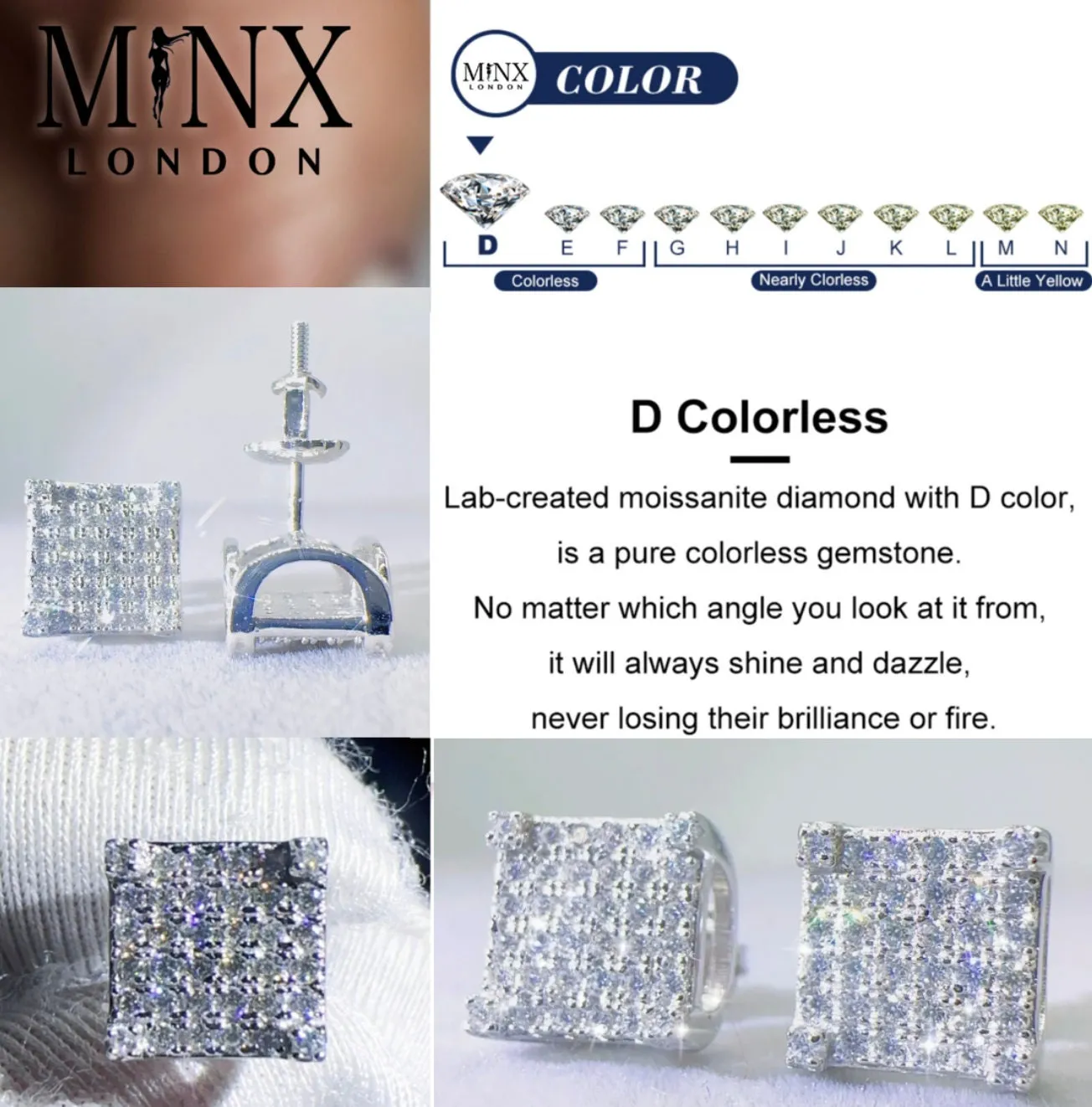 VVS1 Iced Out Ear Studs | Moissanite Ear Studs | Iced Out Earrings | Ear Studs Men| Moissanite Earrings | Hip Hop Ear Studs | Womens Earings