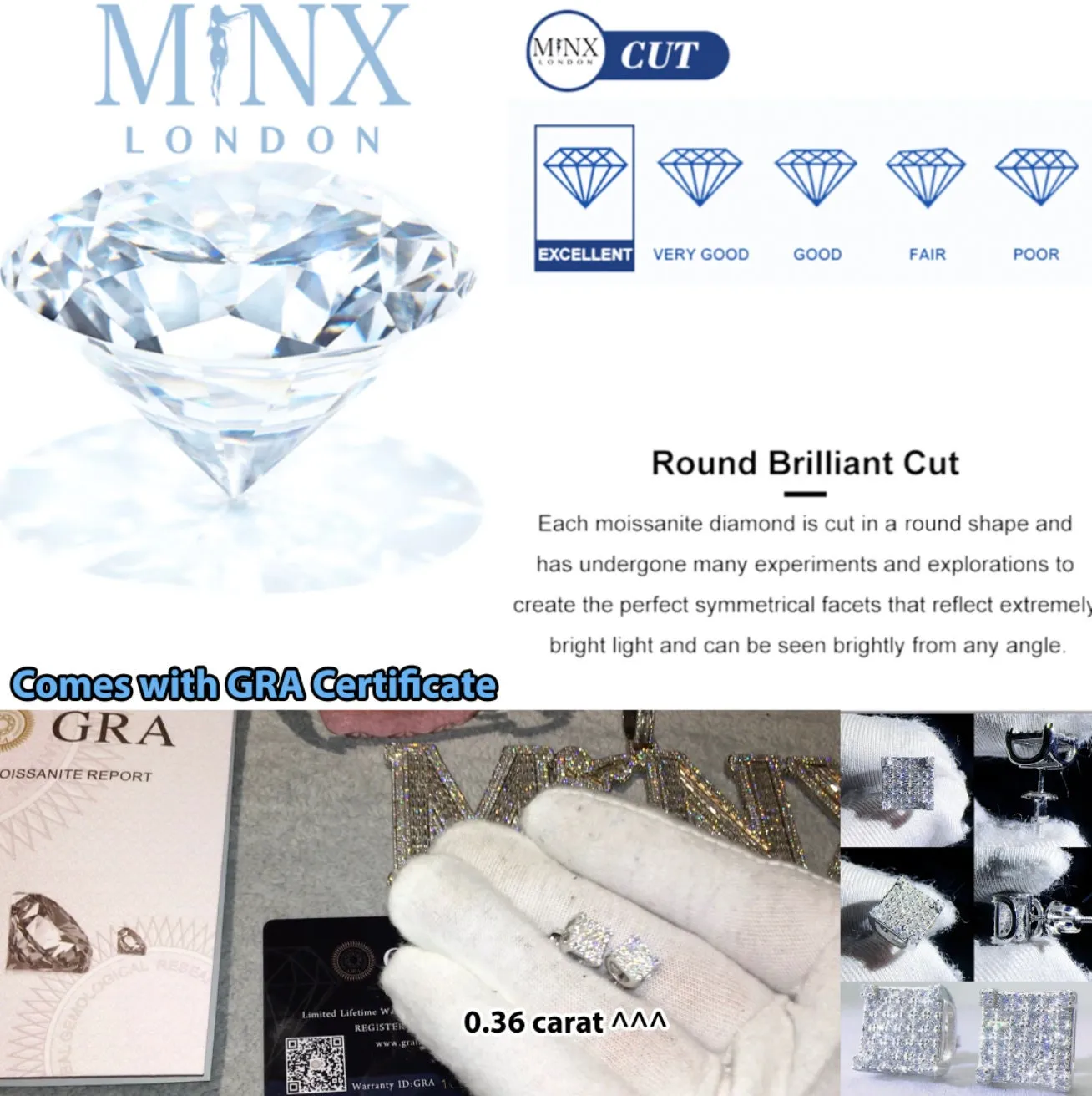 VVS1 Iced Out Ear Studs | Moissanite Ear Studs | Iced Out Earrings | Ear Studs Men| Moissanite Earrings | Hip Hop Ear Studs | Womens Earings