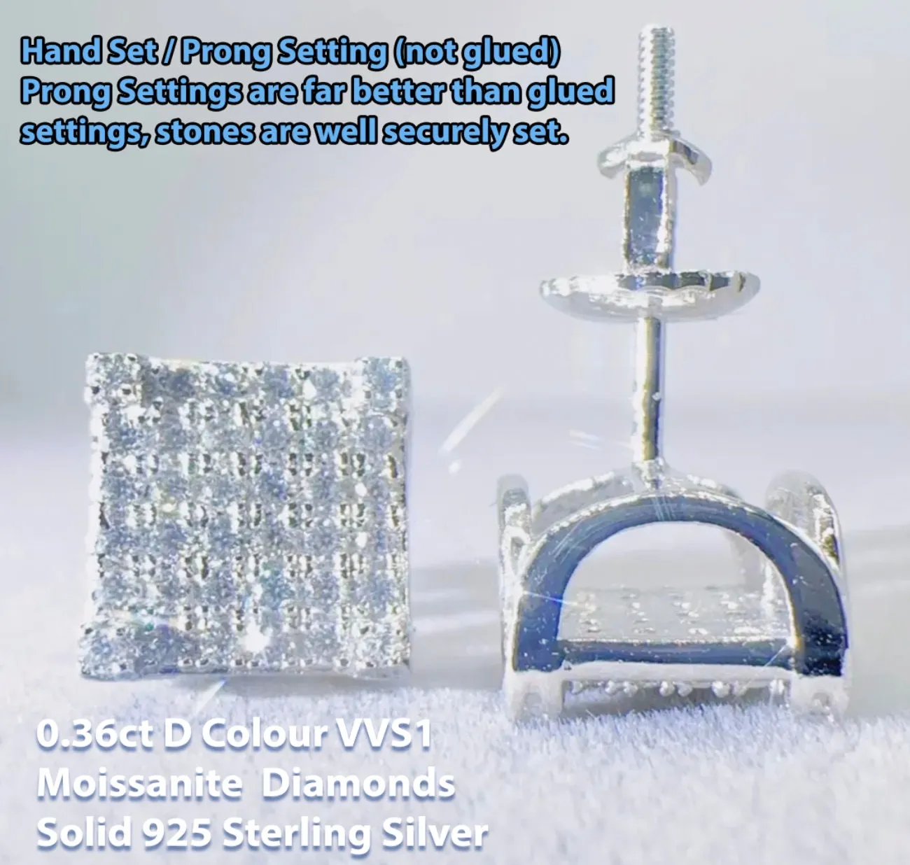 VVS1 Iced Out Ear Studs | Moissanite Ear Studs | Iced Out Earrings | Ear Studs Men| Moissanite Earrings | Hip Hop Ear Studs | Womens Earings