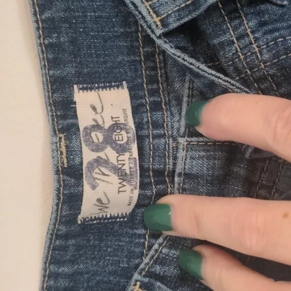 WE The Free Wide Leg High Waisted Open Side Blue Jeans 28