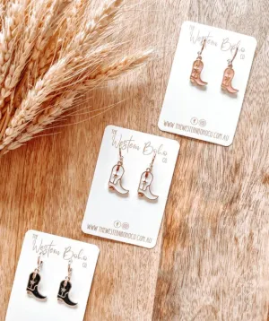 Western Petite Boot Earrings Pink