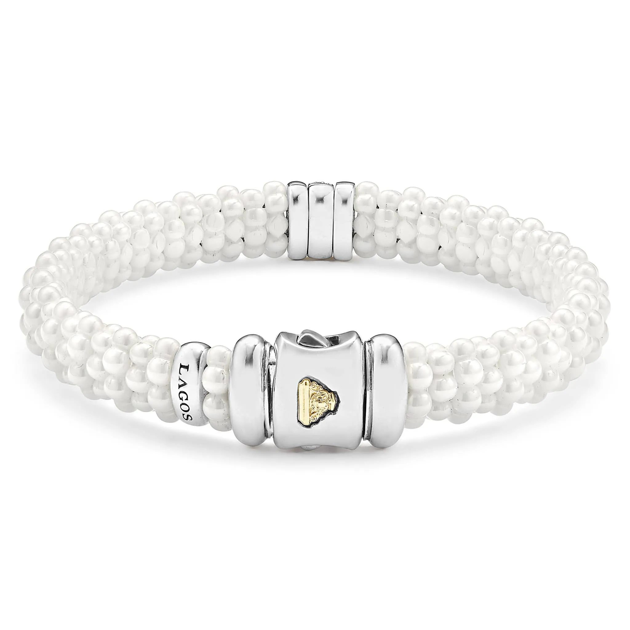 White Caviar Single Station Ceramic Diamond Bracelet | 9mm