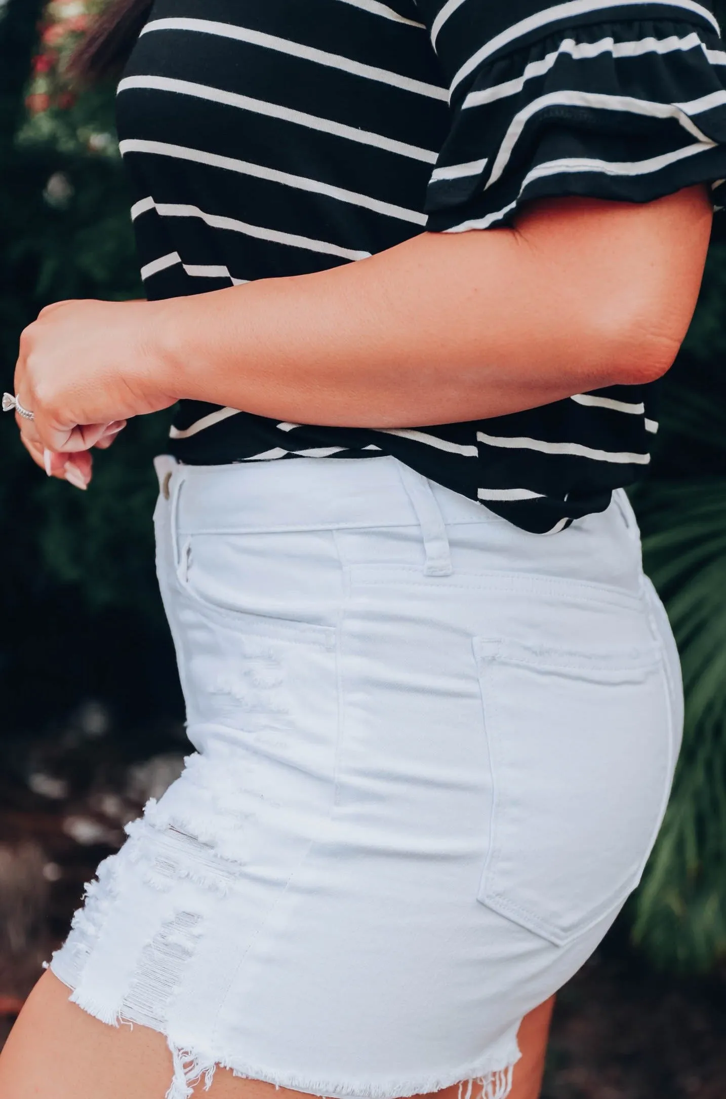 White Essence Denim Shorts