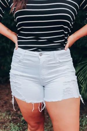 White Essence Denim Shorts