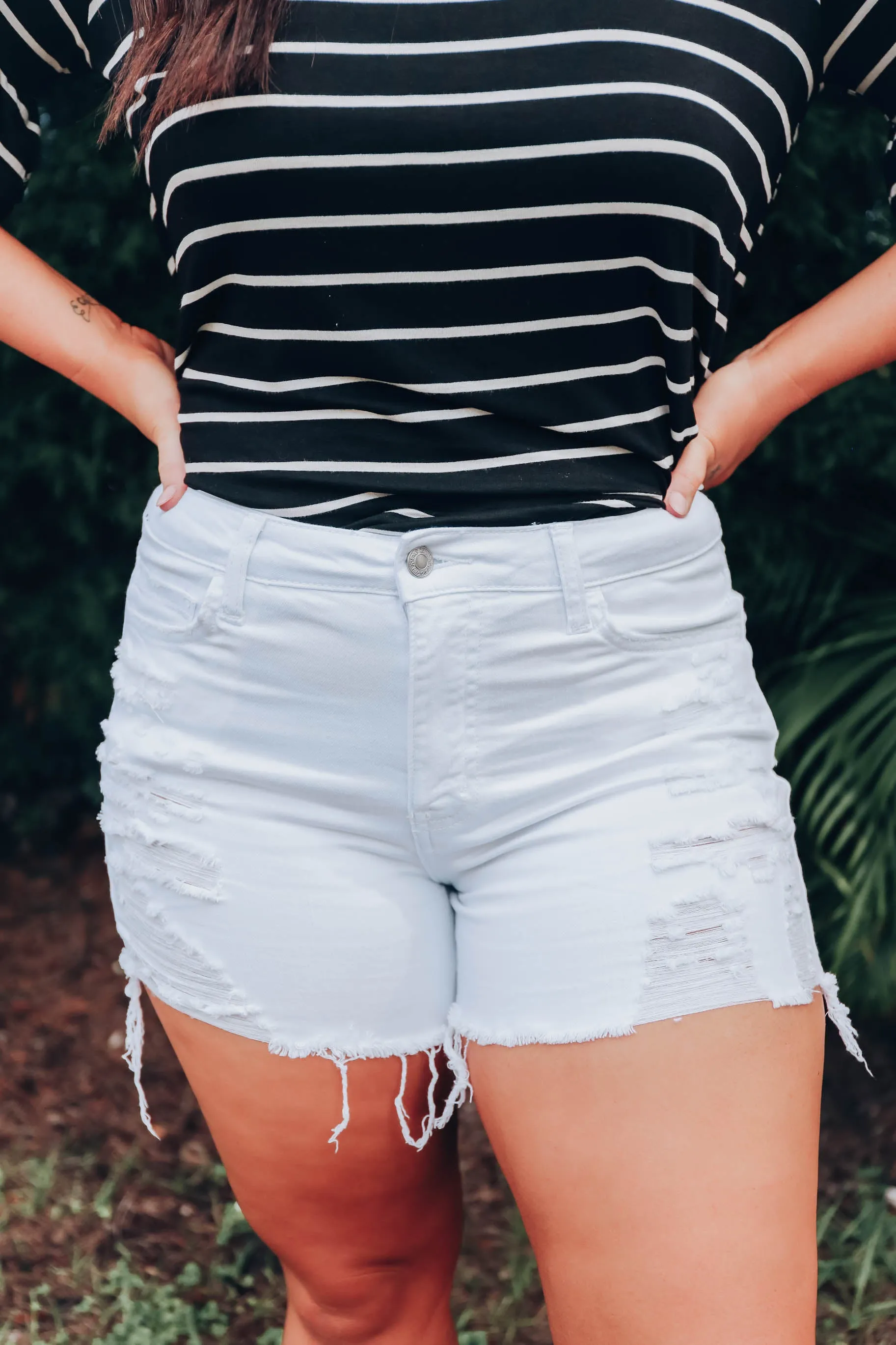 White Essence Denim Shorts