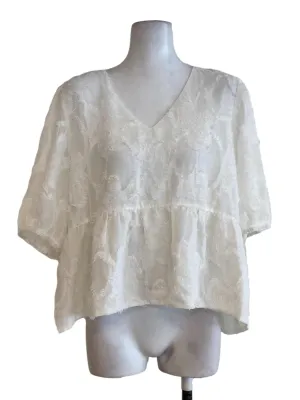 White Fur Ruffle Top