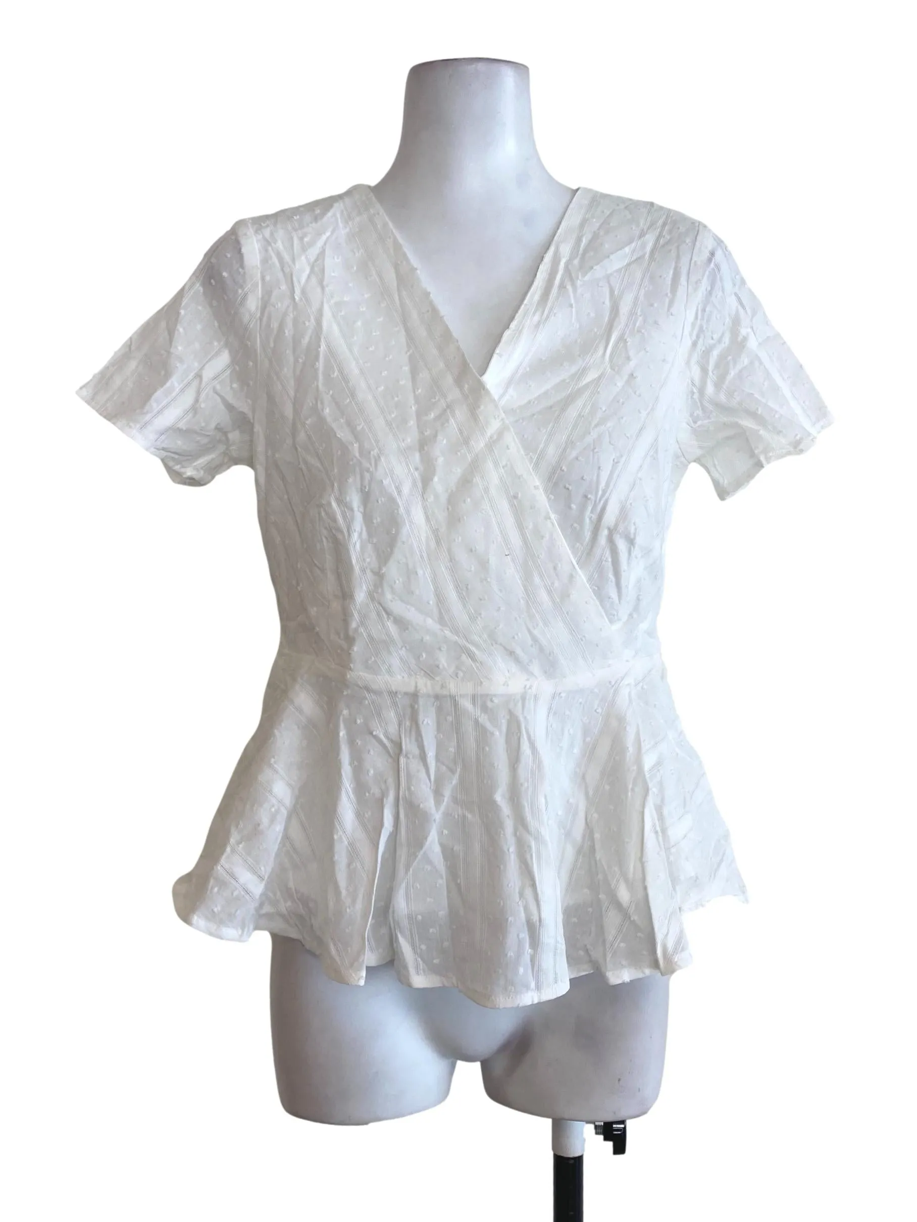 White Overlapped Ruffle Top