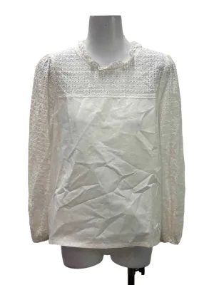White Roundneck Ruffle Collar Top
