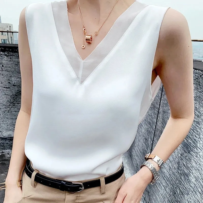 White Vintage Silk Tunic - Blouse for Women
