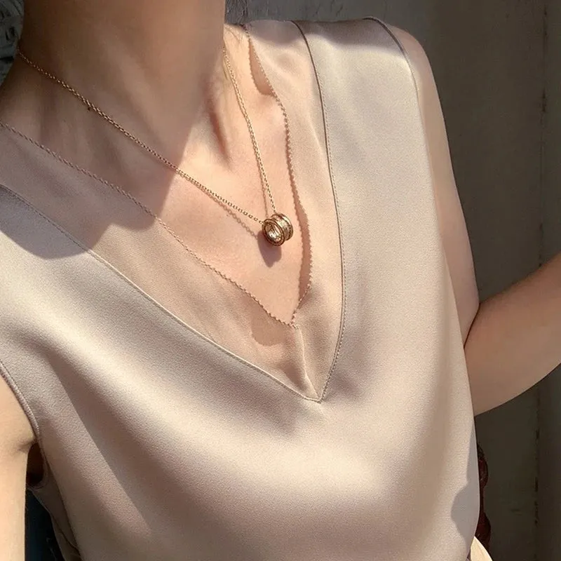 White Vintage Silk Tunic - Blouse for Women