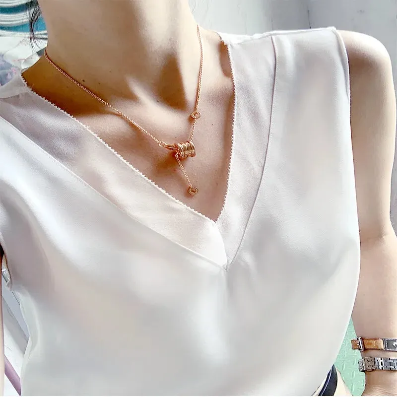 White Vintage Silk Tunic - Blouse for Women