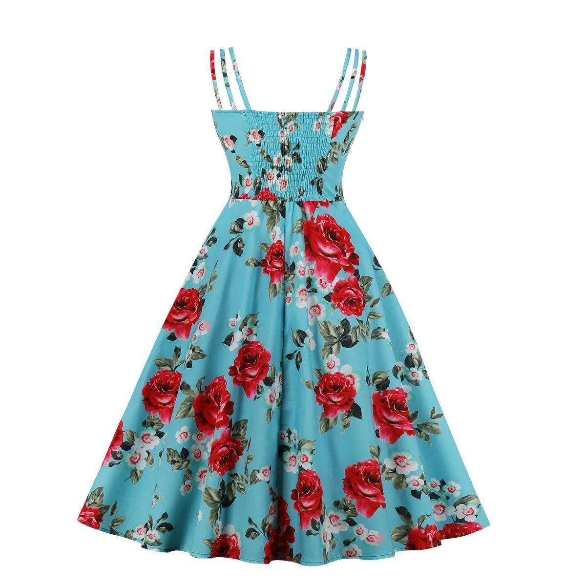 Women Summer Floral Print Retro Dresses