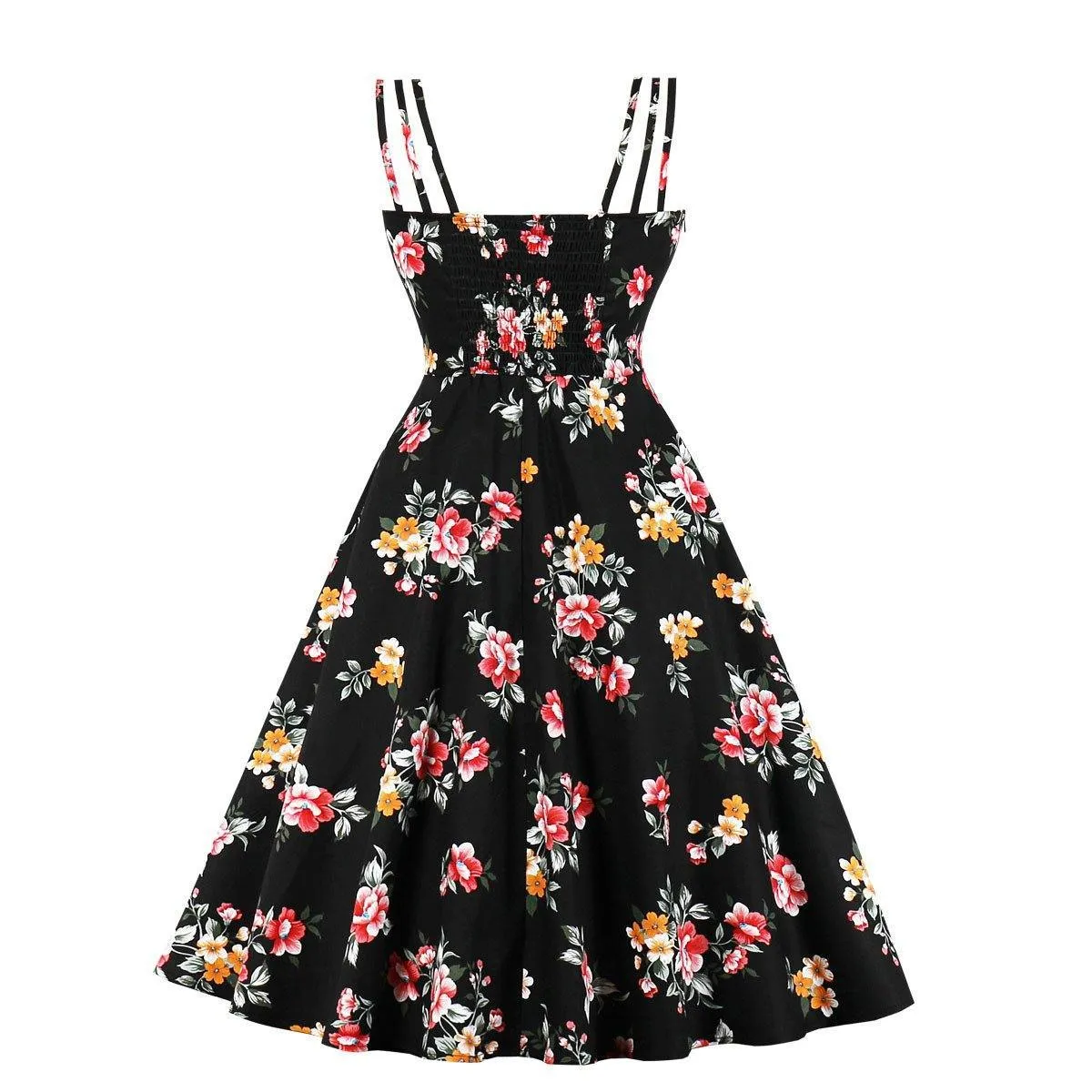 Women Summer Floral Print Retro Dresses