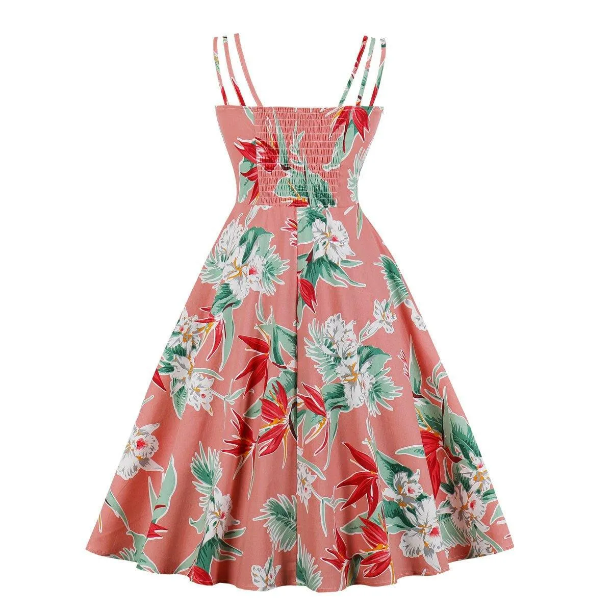 Women Summer Floral Print Retro Dresses